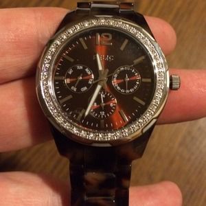 RELIC Tortoise band chronograph crystal bezel
