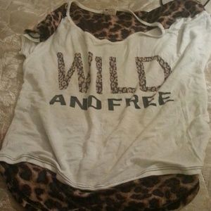 "Wild and free" leapord print shirt