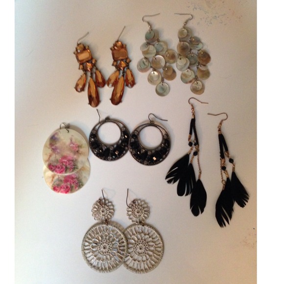 Bundle of dangly earrings