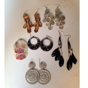 Bundle of dangly earrings