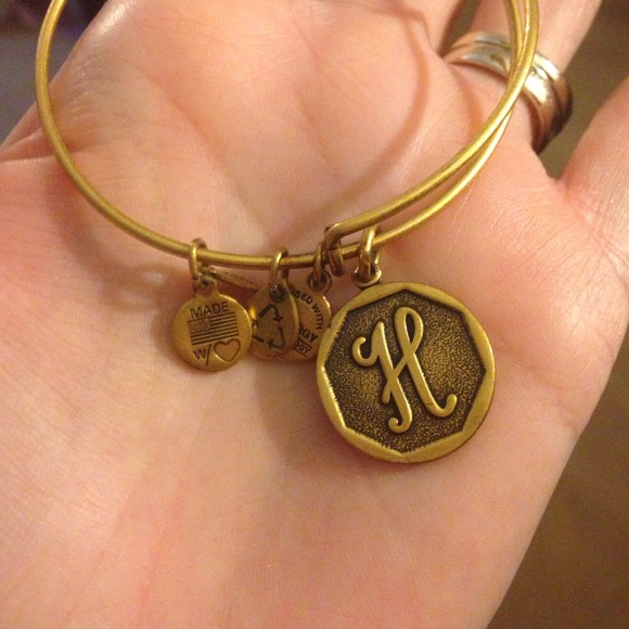 Alex and Ani initial "H" in Russian Gold