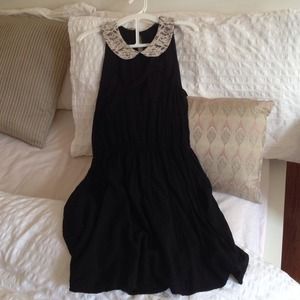 Black dress with white lace collar