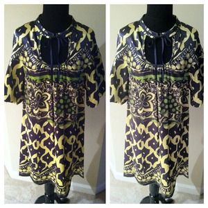 Vintage Print Multi-Color Dress