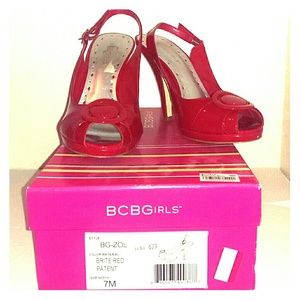 BCBG red patent leather heels