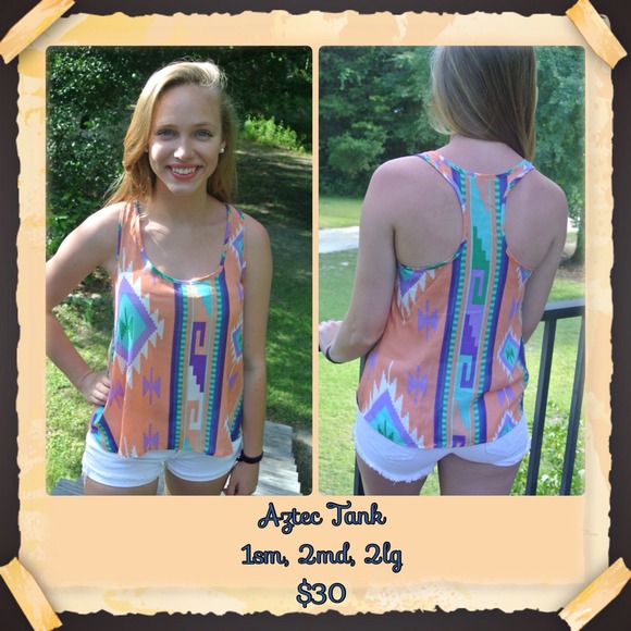 Aztec Print Racer Back Tank Top - Picture 4 of 4