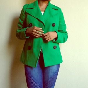 Bright green old navy pea coat