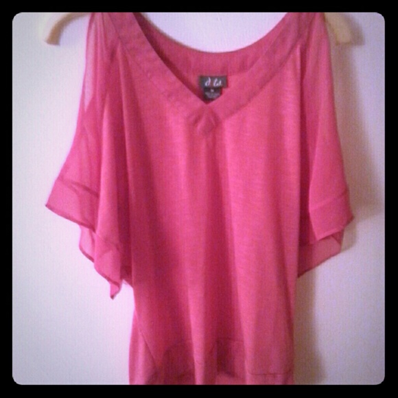 Pink Cold Shoulder Top