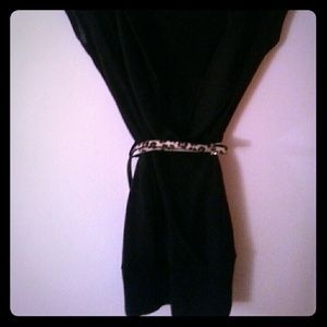 Black Top with Leopard Belt