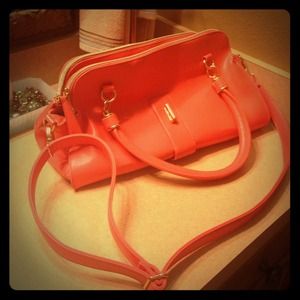Coral just fab purse double zipper
