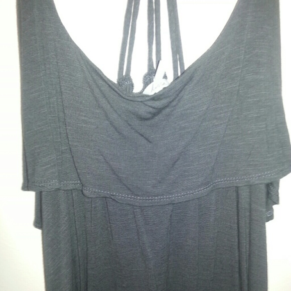 Cropped Grey Ruffled Top - Picture 2 of 3