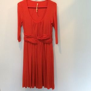 Soft cotton blend dress in a bright burnt orange