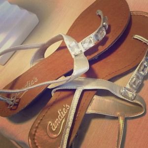 Silver rhinestone sandals 9