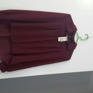 Maroon Long Sleeve High Low Top