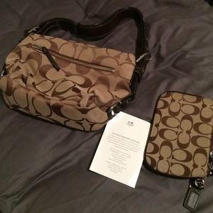 Coach clutch and wallet.