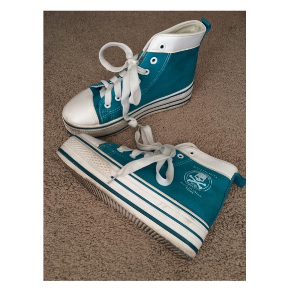 Bright blue platform sneaks