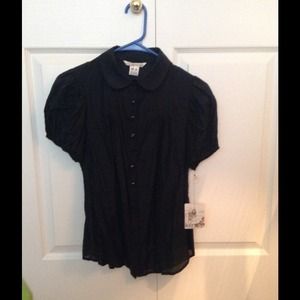 Kensie Black Button-down Blouse
