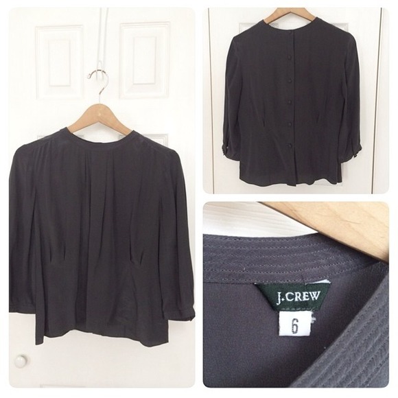 JCrew Grey Silk Blouse