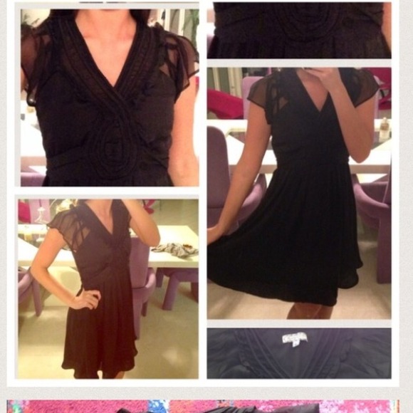 Black silky sheer sleeved dress!!!