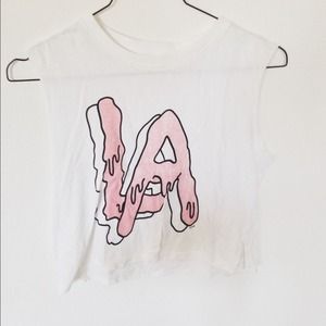 BRANDY MELVILLE 'LA' CROPPED MUSCLE TANK