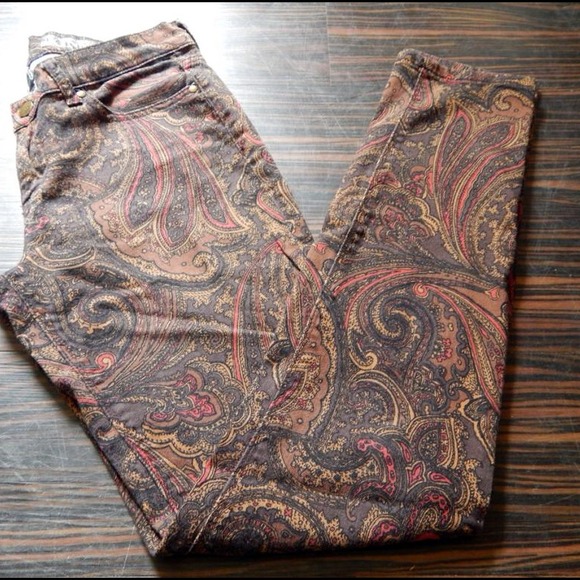 Carmel and Brown Paisley Skinny Jeans