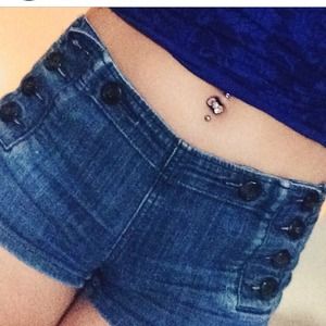 Blue side button shorts