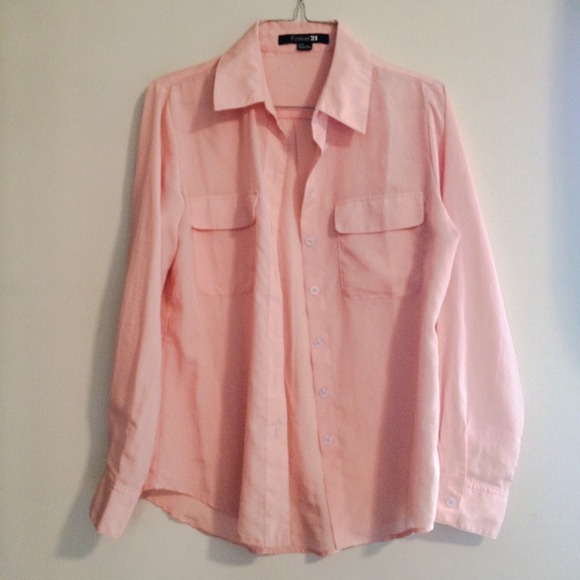 Forever 21 Pink Chiffon Button-Down Shirt
