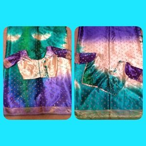 ❌❌❌Hold Tie Dyed Sari Blue/Green with Small Bouse