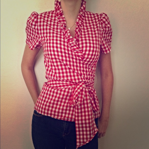 Boutique gingham wrap top