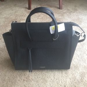 Coach Black Bleecker Riley Saffiano Handbag