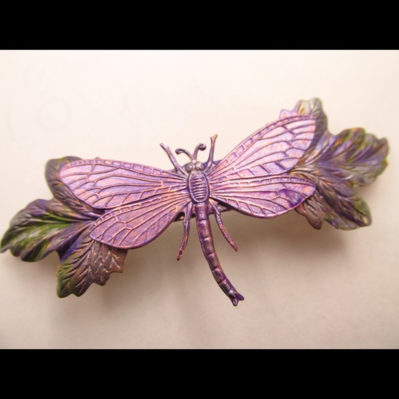 Dragonfly Hair Clip Thick hair clip hand made USA All metal