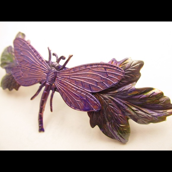 Dragonfly Hair Clip Thick hair clip hand made USA All metal