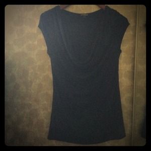 Navy Cowl neck breezy top with lace underlay