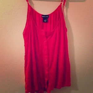 Flowing spaghetti strap top- cherry red- large