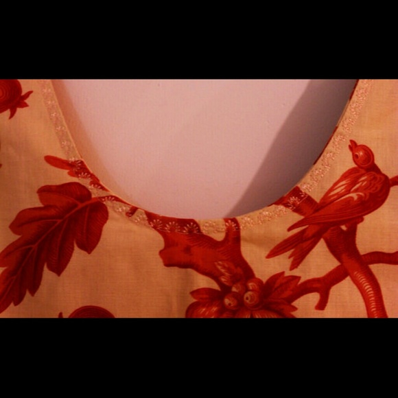 Vintage Bird print fabric/new handmade top. SALE! - Picture 2 of 4