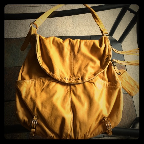Leather yellow bag
