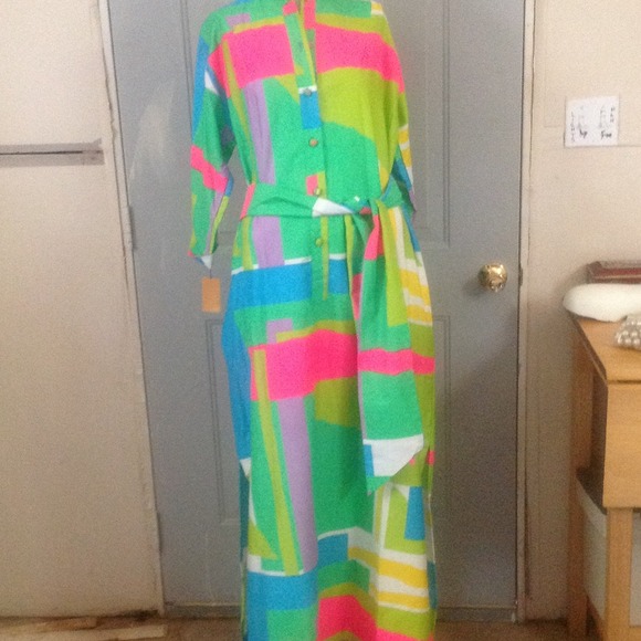 Vintage Katherine Ogust 70s Kimono Dress W/Sash