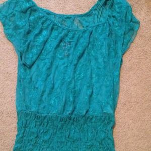 Teal lace top.