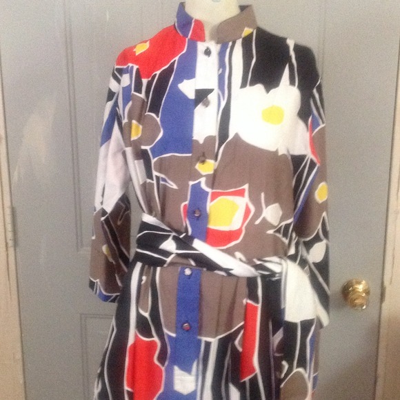 Vintage Katherine Ogust 70s Color Block W/Sash