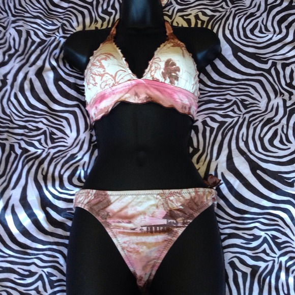 Pink and brown bikini