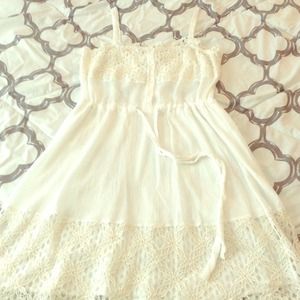 RACHEL ROY White Gauzy Dress w Ivory Lace Size M