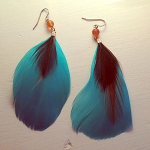 Turquoise feather earrings!