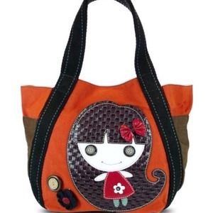 New Chala Smiley Girl orange carryall tote