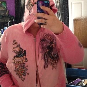 Pink pirates of the Caribbean zip up hoodie