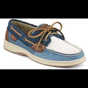 Tan and blue Sperry's