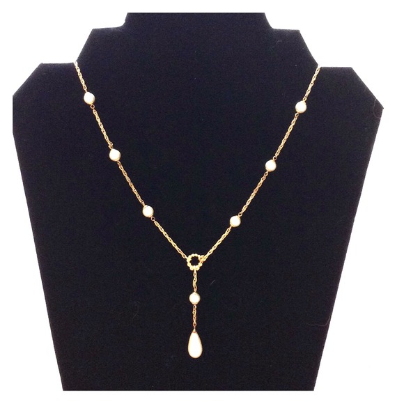 Gold and pearl "Y"necklace
