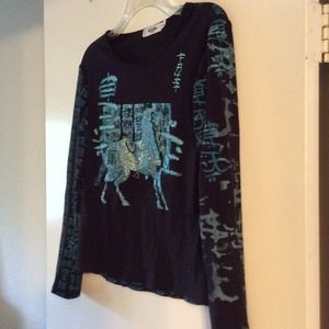 Fun Moschino black and teal top