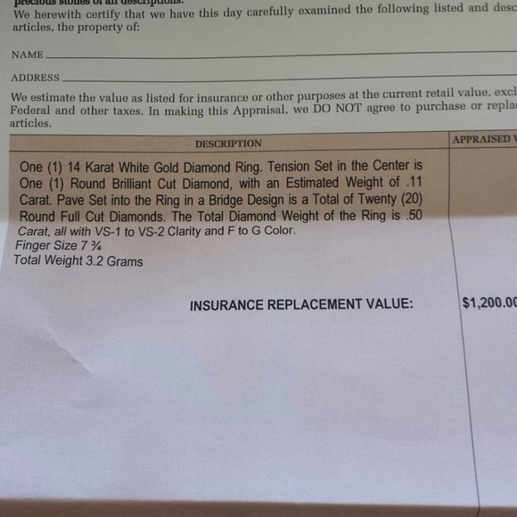 14kt White Gold Diamond Ring 1/2 CTW - Picture 4 of 4