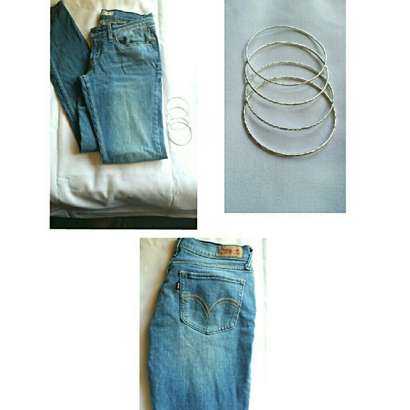 Levis skinny jeans w/ four silver bangels - Picture 1 of 1