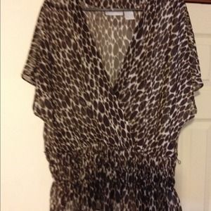 Brown and cream blouse