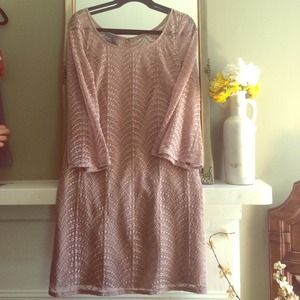 SOLD Muse tan lace dress! Size 8!